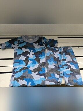 Hanna Andersson Blue and Gray Camo Short Pajama Set